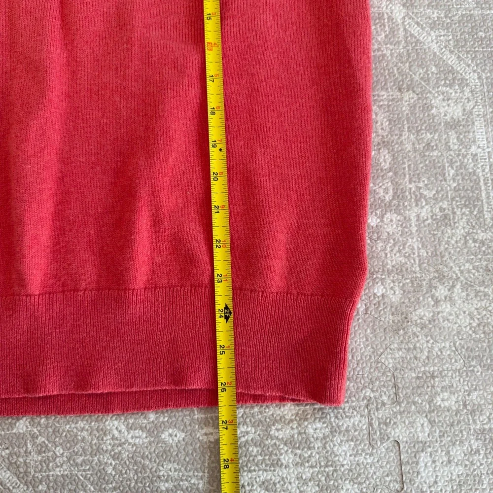 J Crew Mens XL 100% Cotton Coral Red 1/4 Zip Mock Neck Sweater‎